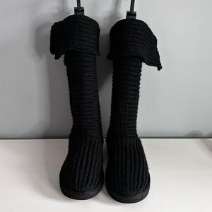 UGG - Women’s, Black Knit Classic Cardy, Tall Boots, Size 7, EUC